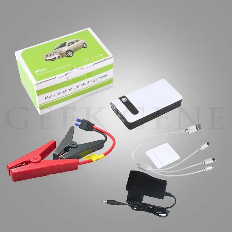 GKFLY 2000A draagbare startbooster voor auto's, 12V noodaccu, powerbank met LED-lamp, geschikt voor auto's, motorfietsen, grasmaaiers en pick-ups.