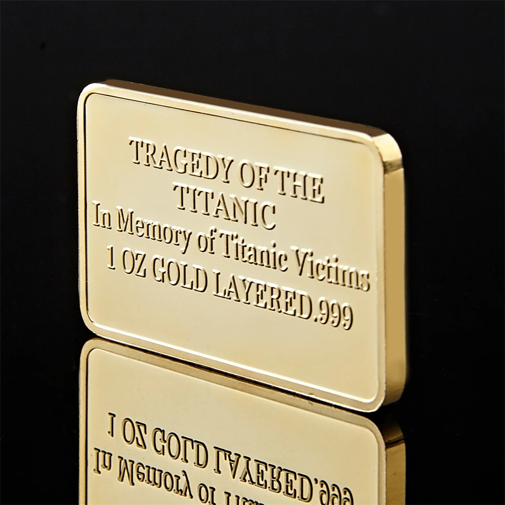 1912 Titanic Ship In Memory Of Rms Victims 1OZ Golden Commemorative Bar/Coin Collection