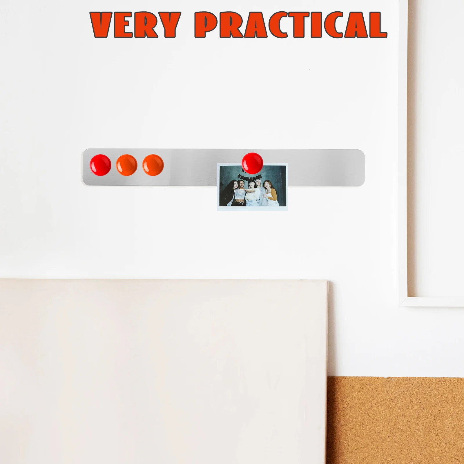 

2Pcs Bulletin Board Photo Wall Metal Strips Strong Adhesive Iron Strips for Holding Notes Messages Display Supplies