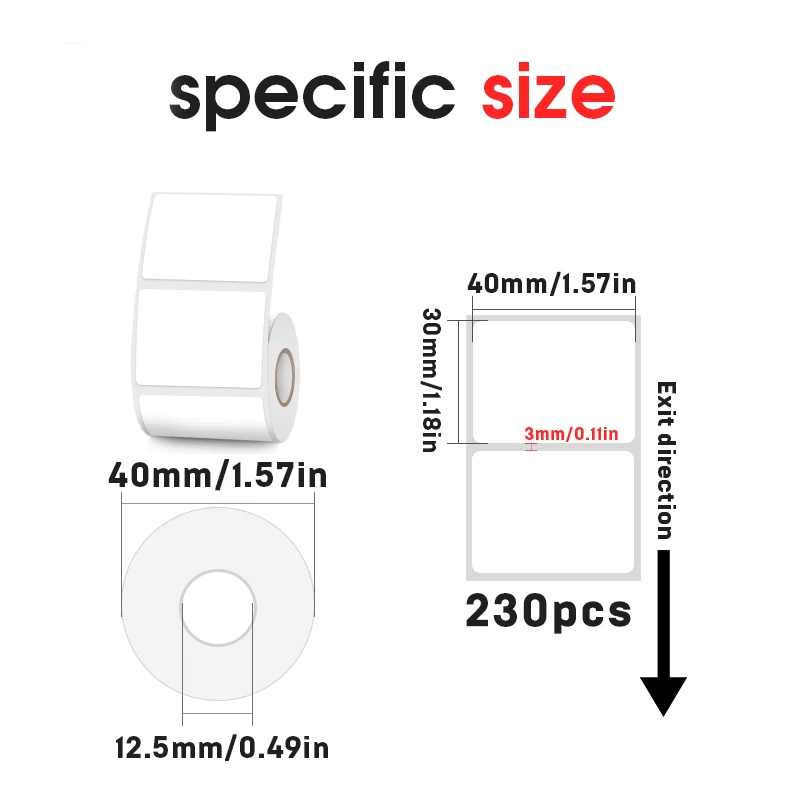 6 Rolls/set Thermal Label Sticker Paper 40X30mm Clothing Commodity Price Food Tag Self-Adhesive Labels 230pcs/roll