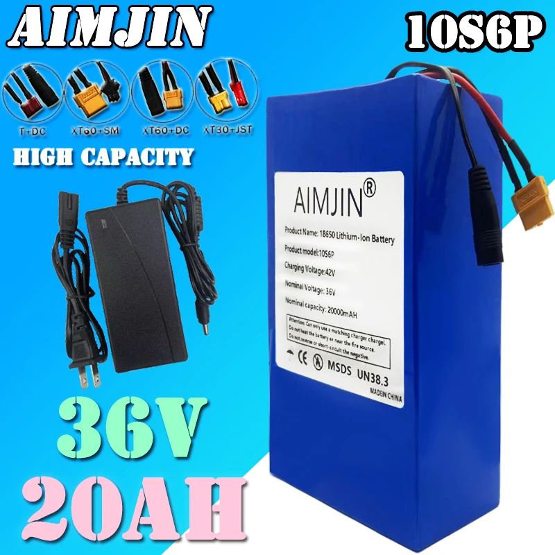 Литий-ионный аккумулятор 36 в 20000 мАч с аккумулятором BMS 10S6P подходит для велосипедов, колесных колясок, мотоциклов на открытом воздухе
