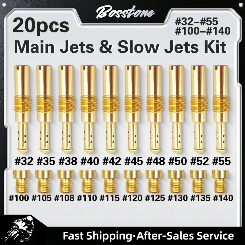 20Pcs Motorcycle Carburetor Main Jet Kit 10 Pieces Carburetor Main Jet & 10 Pieces Slow Jet For PWK PE Keihin OKO CVK PWM