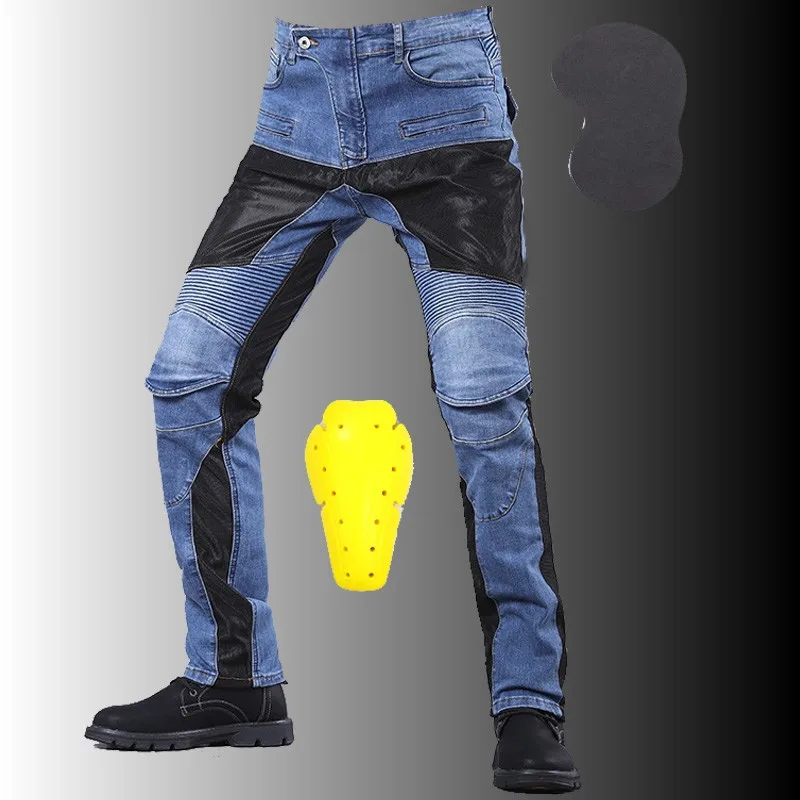 Men's Winter Moto Jeans Motorcycle Pants Classic Outdoor Riding Motorcycle Drop-resistant Pants With Hip Knee Gear Long Trousers