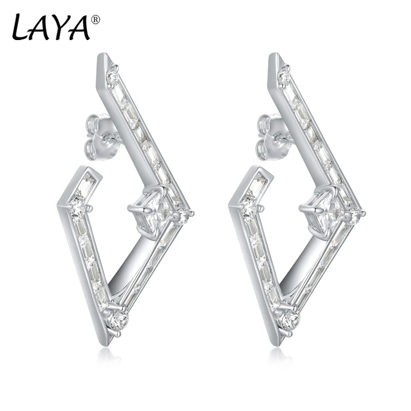 

Laya 100% 925 Pure Silver Minimalism Fashion Luxury Hollow rhombus earrings Women Lady Anniversary Exquisite jewelry 2024