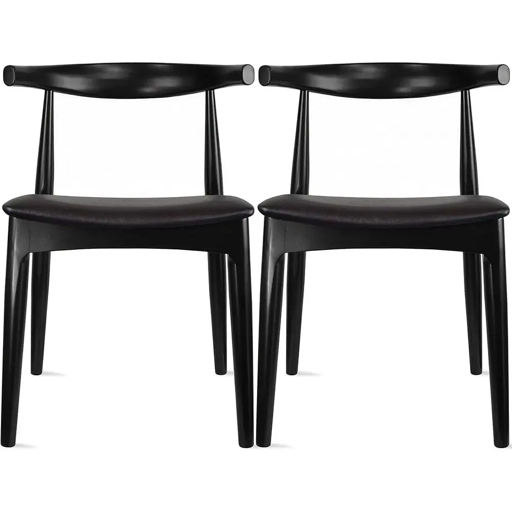 

Set o 2 Solid Wooden Dining Chairs | Upholstered aux Leather Cushioned Seat | ern armhouse Elbow Side Chair | Home, Kitchen, Oic