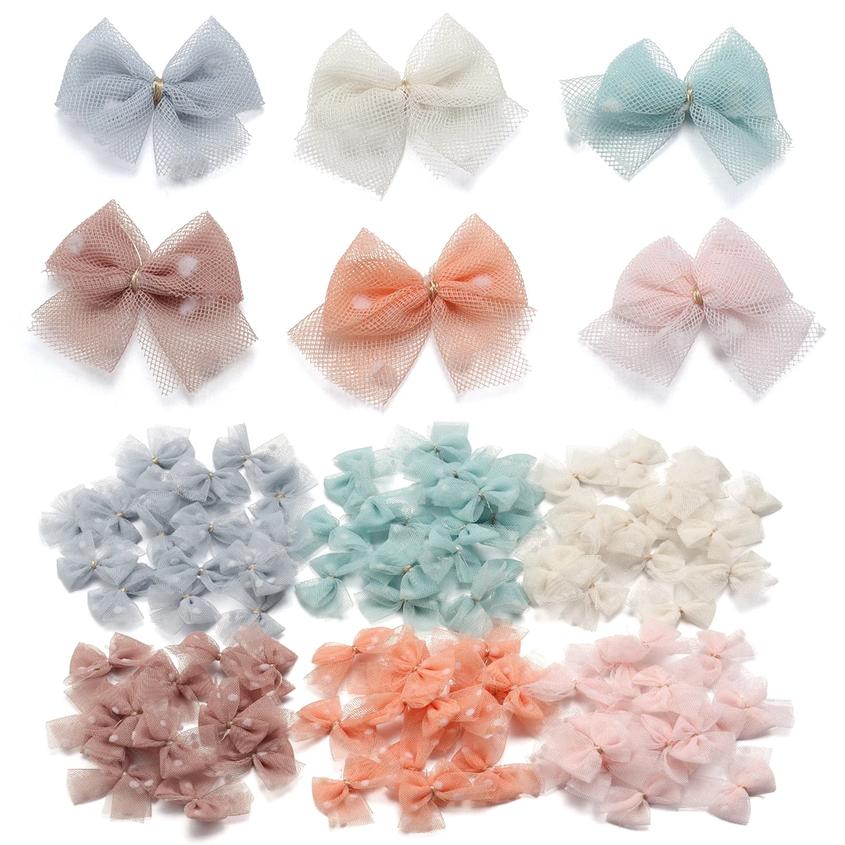 10 teile/los Spitze Mesh Bogen Mini Größe 2,5x3 cm Band Dot Bögen Organza Bogen Blume Für Mädchen haar Clips Party Dekoration Zubehör