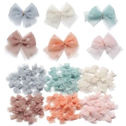 10pcs/lot Lace Mesh Bow Mini Size 2.5x3cm Ribbon Dot Bows Organza Bow Flower For Girls Hair Clips Party Decoration Accessories