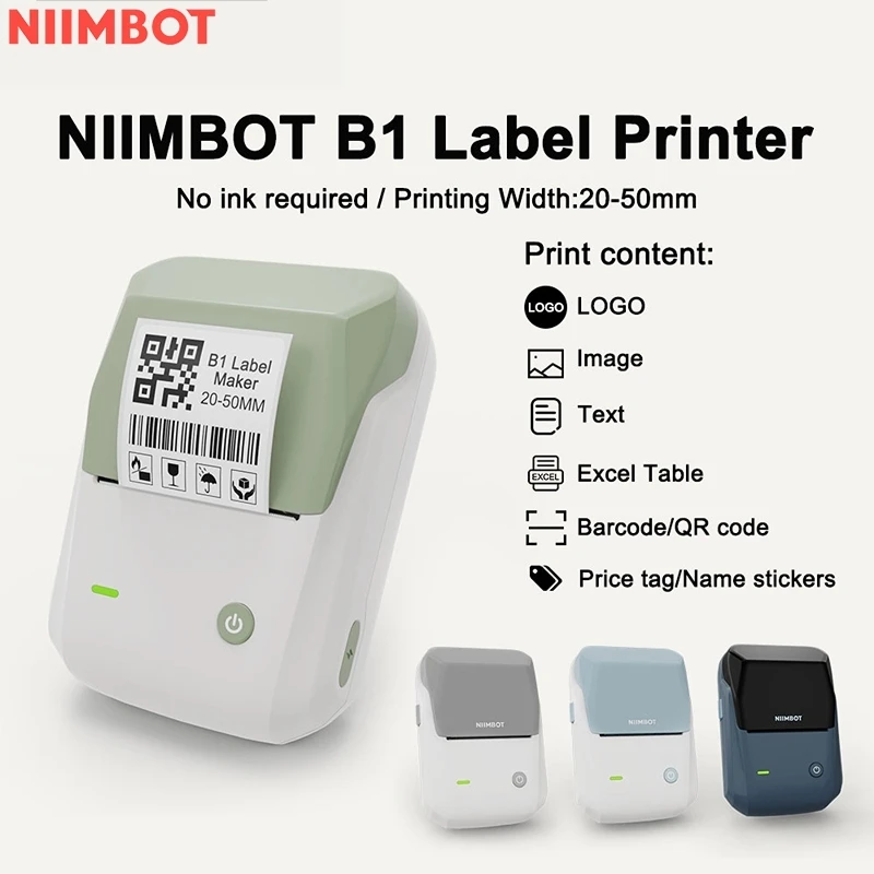 Quality product Niimbot B1 Label Printer Portable Handheld Thermal  Mini Barcode QR Code Sticker Sticky note Rolls Maker