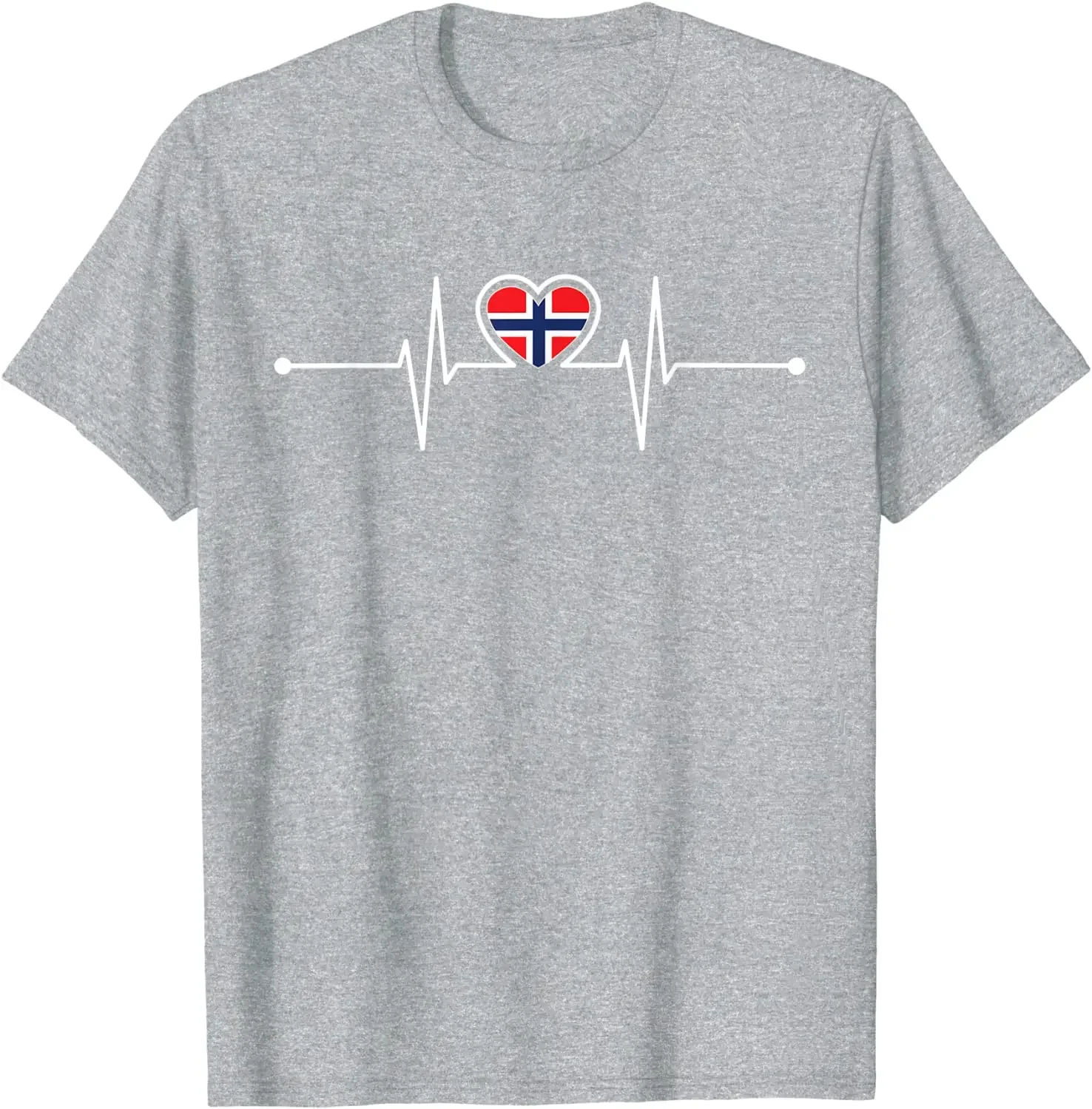 Norway Heartbeat Norway Flag Norwegian Pride T-Shirt Short Casual 100% Cotton Husband and Wife Matching Outfits