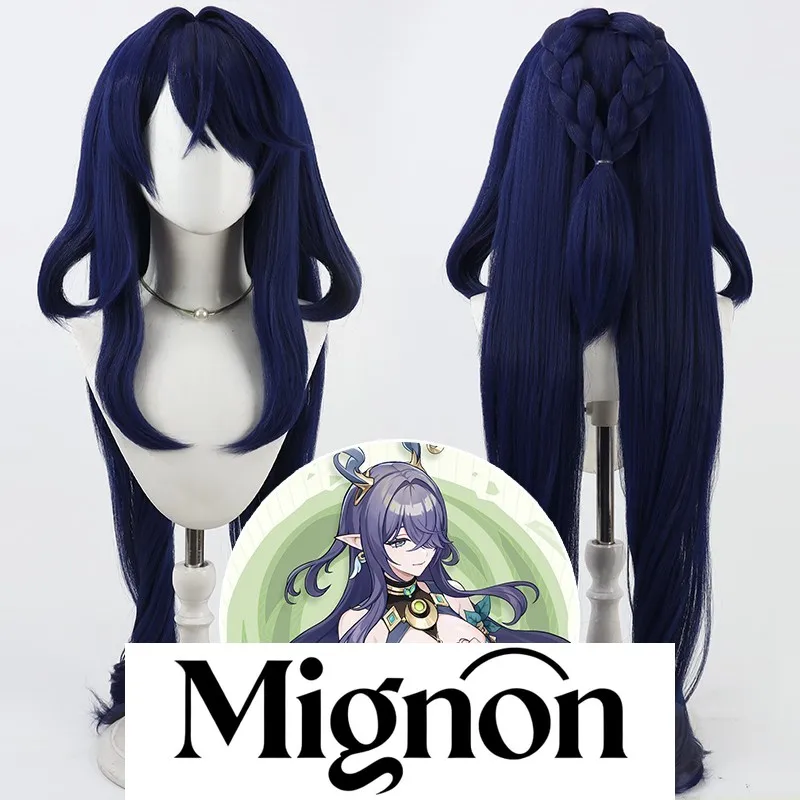 

Mignon Genshin Impact La Signora cosplay wig Eternal Moon Dirge La Signora deep blue cornrow thickened