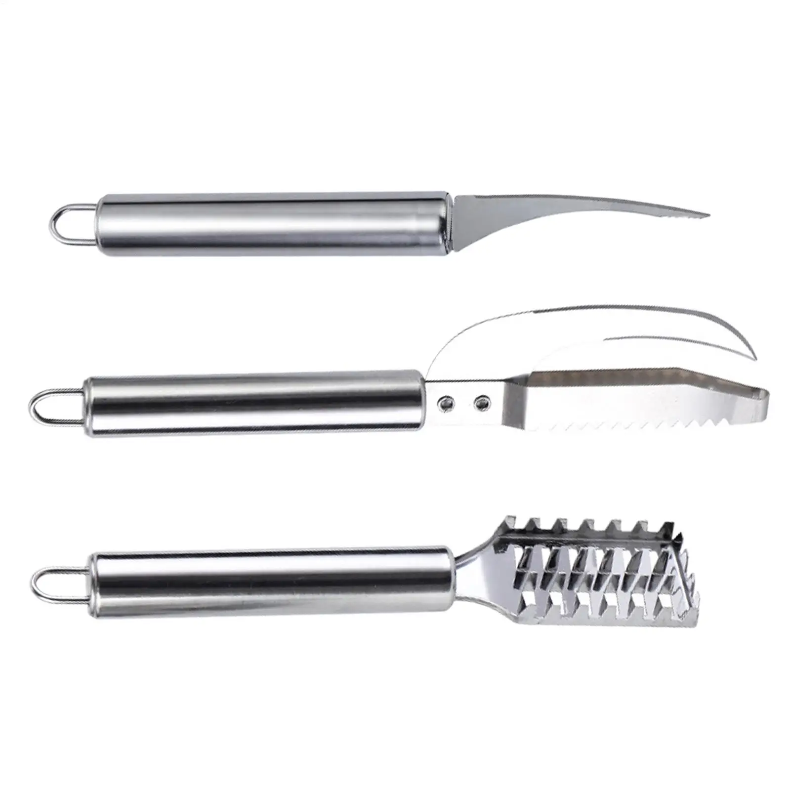 Fish Descaler 3pcs Fish Cleaning Kit Stainless Steel Household Kitchen Fish Scale Tool Multifunctional Fish Skin Graters