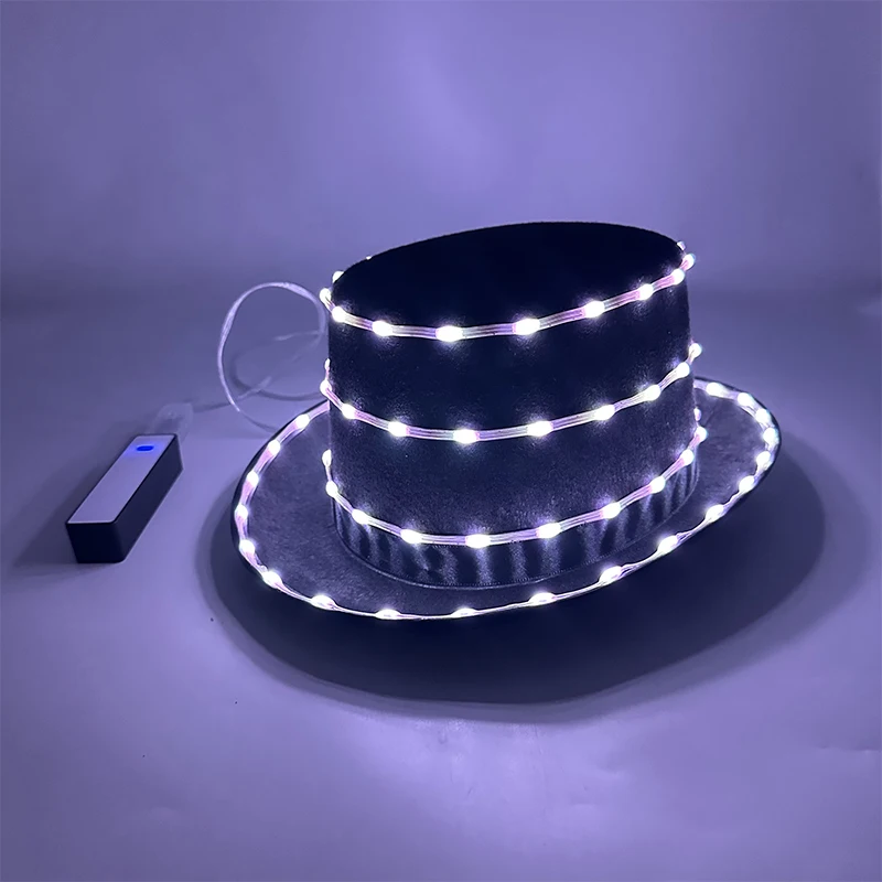 Creative Light up LED Hat Luminous LED Hat Men MJ Dance Cosplay Glow Cap Masquerade Stage Performance Accessories