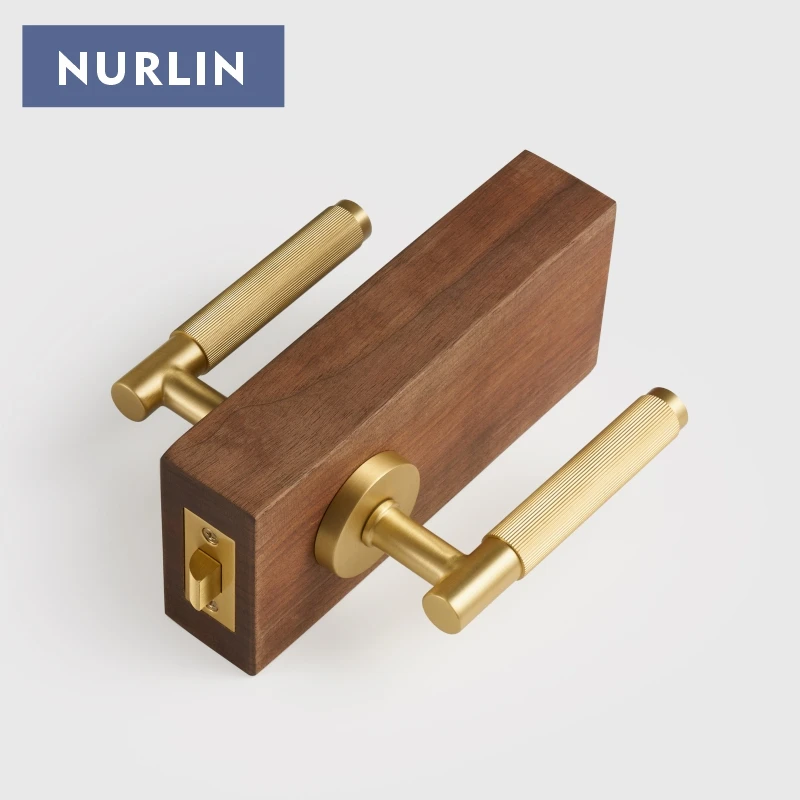 Nurlin Brass Linear Door Lever Handle Set Mortise Passage Privacy Thumb Turn Deadbolt Dummy Matt Bronze Black Gold Optional