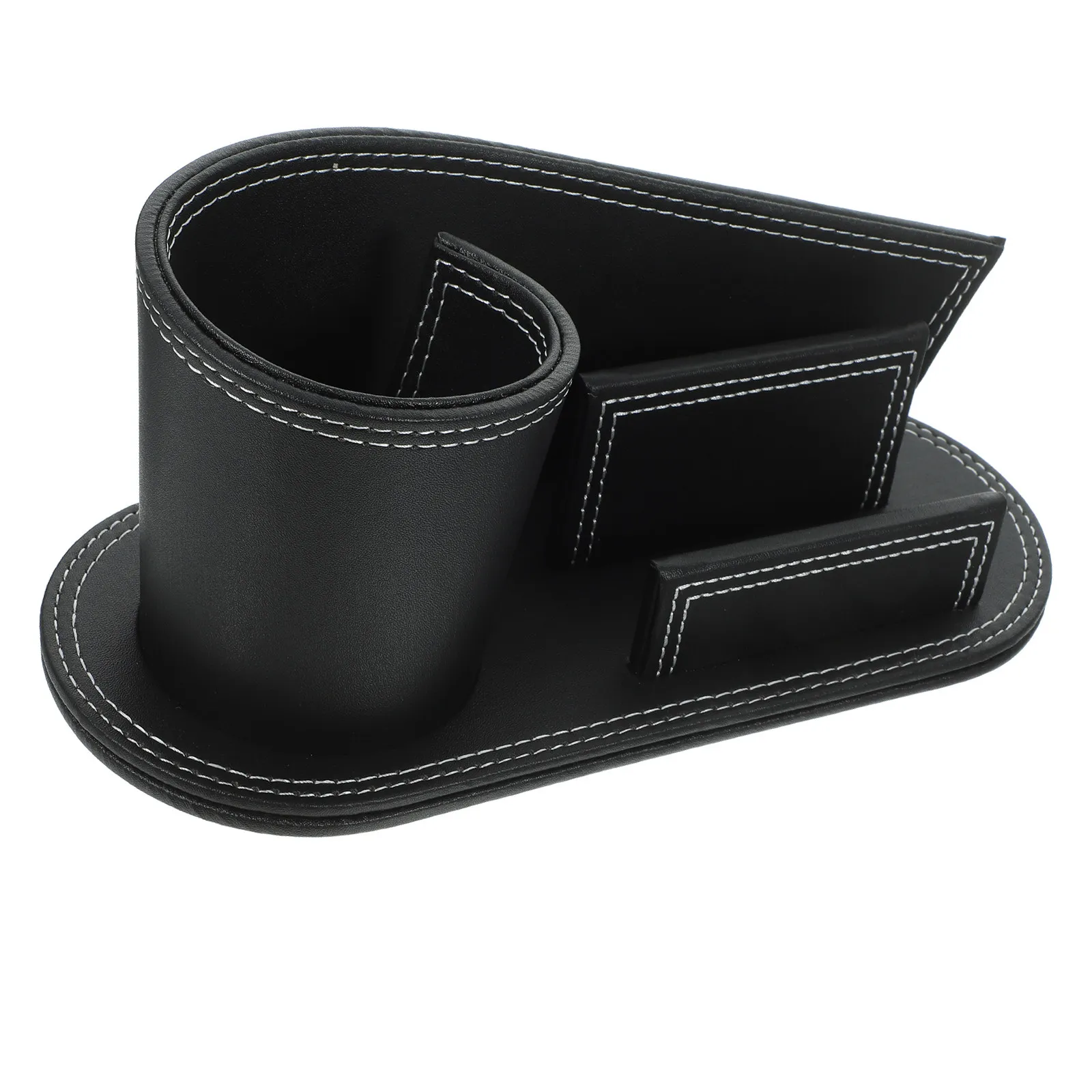 PU Pen Holder Black Elegant Desktop Organizer Multi-Purpose Business Stand for Office Desk PU Pen Holders