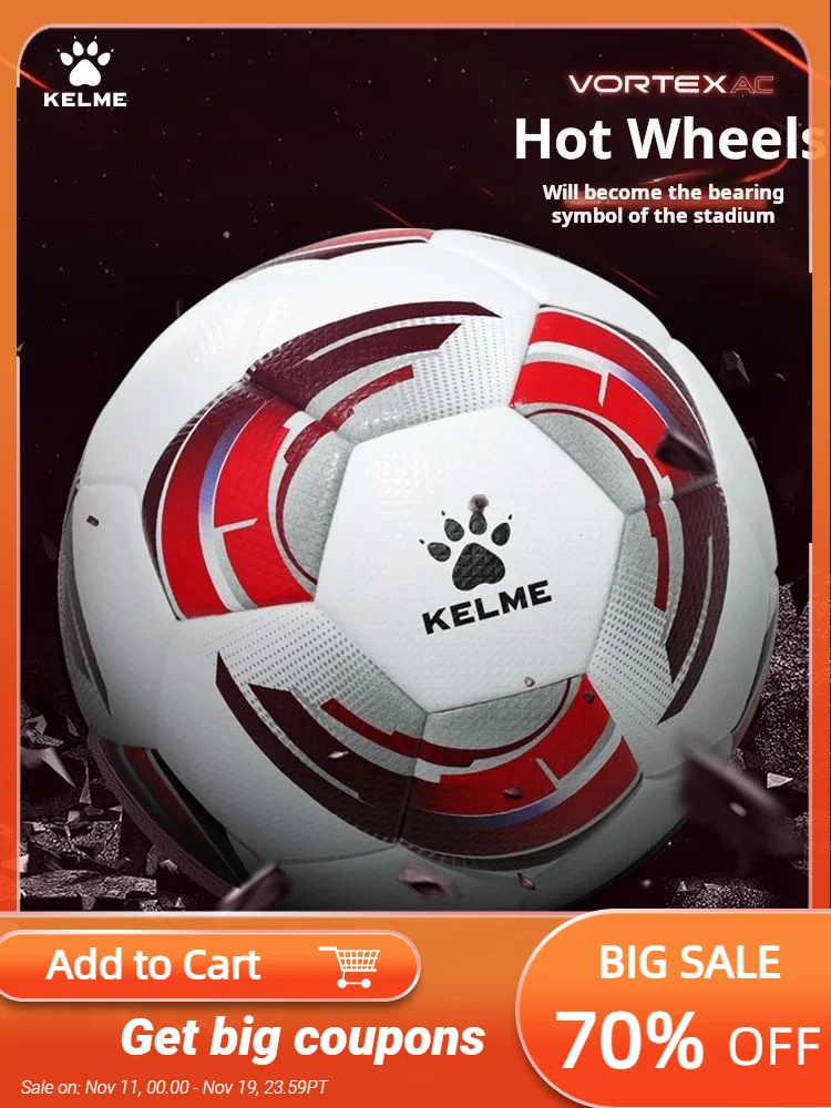 

Kelme High Quality Soccer Ball Official Football Pu Heat Bonded Adult Size 5 Ball For Youth Training Size 4 Ball