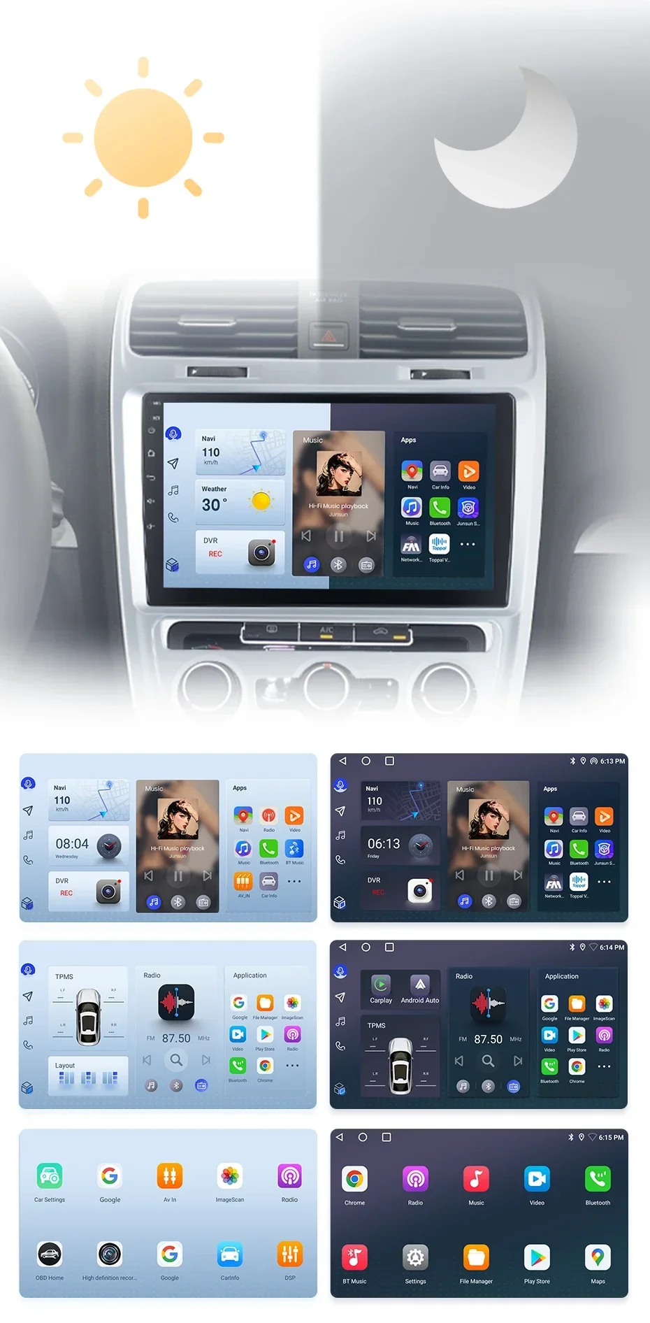 Junsun drahtlose carplay android auto radio für volkswagen scirocco 2015car intelligente systeme rds bt dsp 2 din autoradio – Detail 6