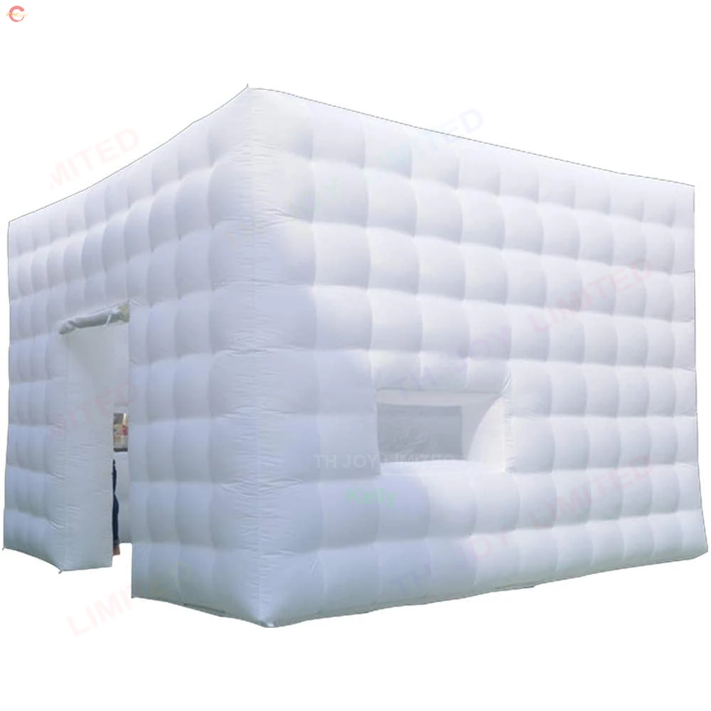 Free Air Ship to Door, 10x10x4MH Outdoor White Party Wedding Events Cube Marquee Tent with Lighting