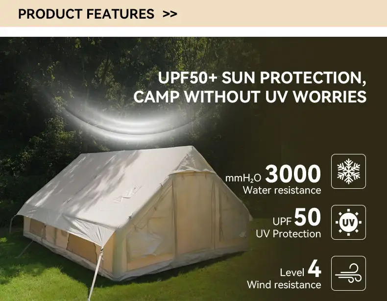 Wholesale Waterproof Oxford Cloth Inflatable Tent with 2 Large Windows and 2 Doors for Outdoor Camping by Adults