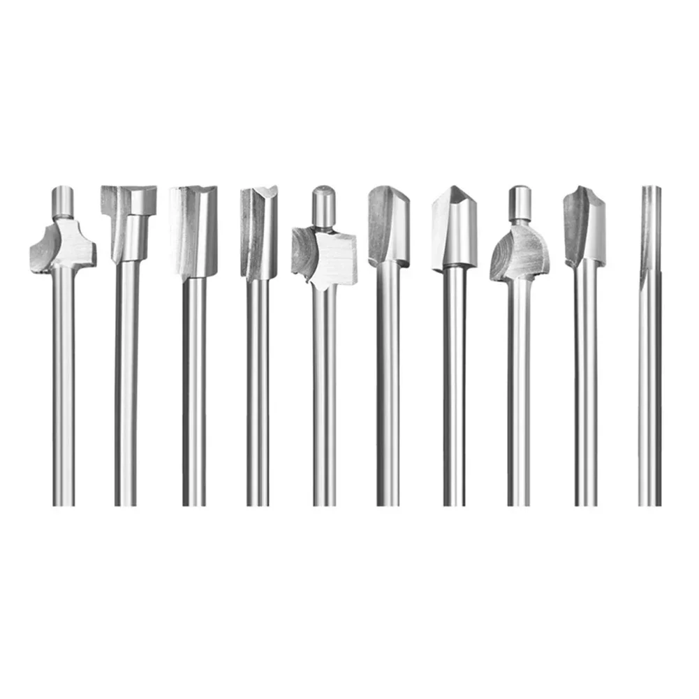 10pcs HSS Router Bits Wood Cutter Milling Fits Dremel-Rotary Tool Set 1/8\