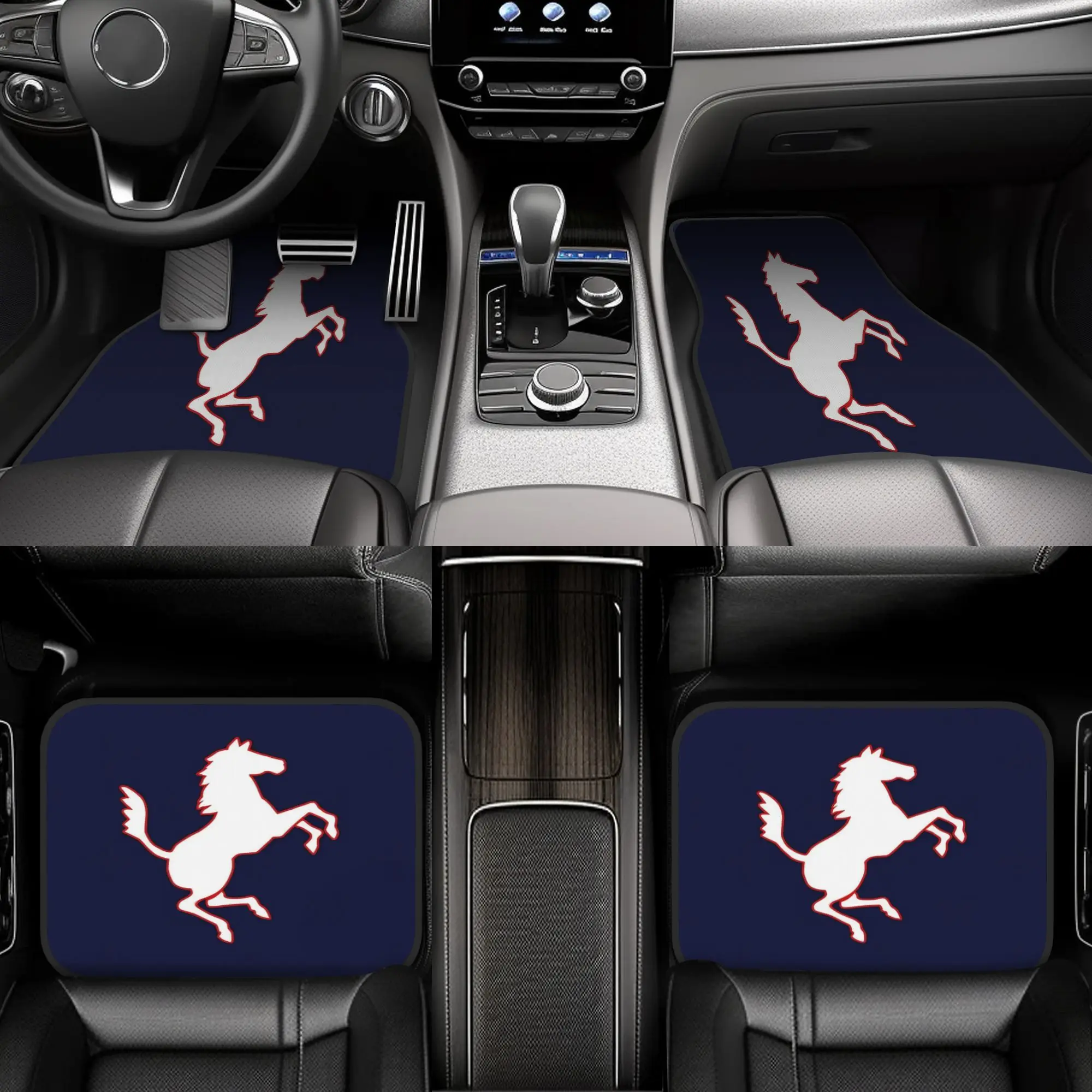 A Set Of 4 Horse-Themed Car Floor Mats, Made Of Durable Polyester Fiber, Is Perfect For Vehicles. It Is An Excellent Gift Choice