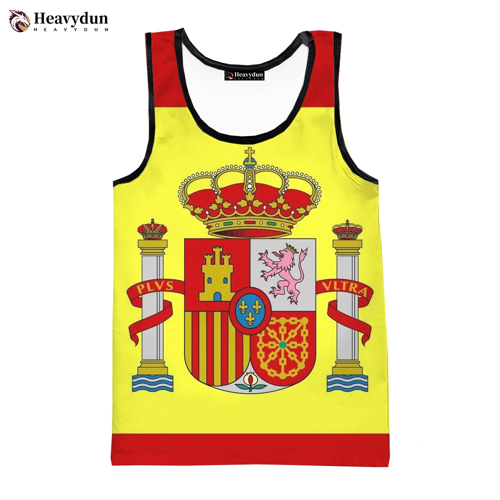 Hot Sale Summer Fashion Spain Flag Men Women Tank Tops Sleeveless Unisex Harajuku Personality 3D Printed Beach Tops Tees 6XL