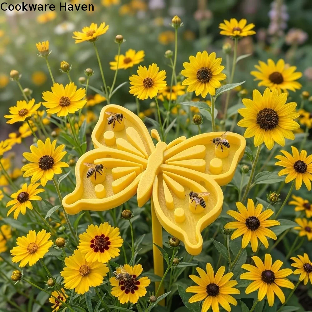 3D Printed Bee Butterfly Water Dispenser Garden Decoration Butterfly Shape Bee Watering Station Plastic with Ground Stake