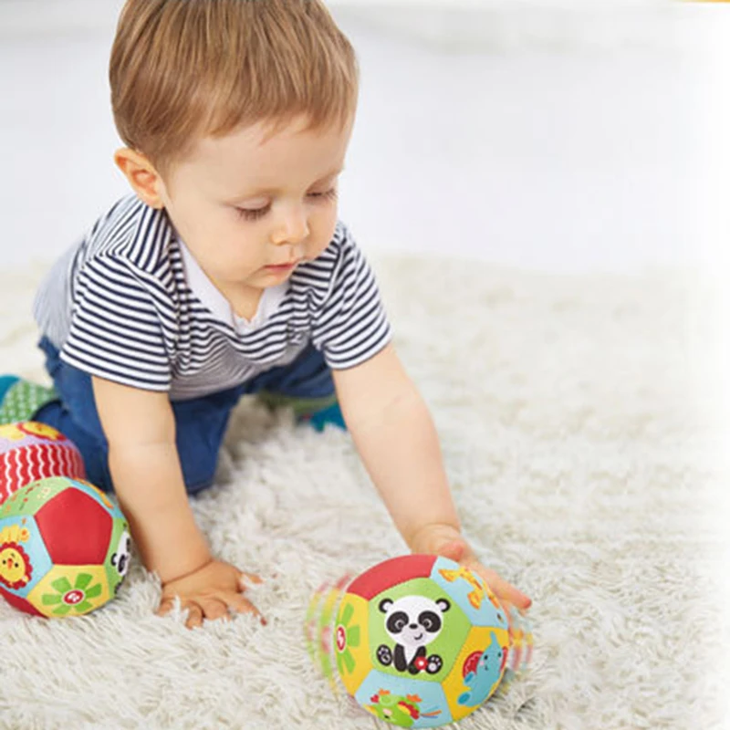 Bola de chocalho de pano macio com sino para bebê mordedor para bebês, treinamento de aperto, brinquedos educativos para recém-nascidos, 0-12 meses