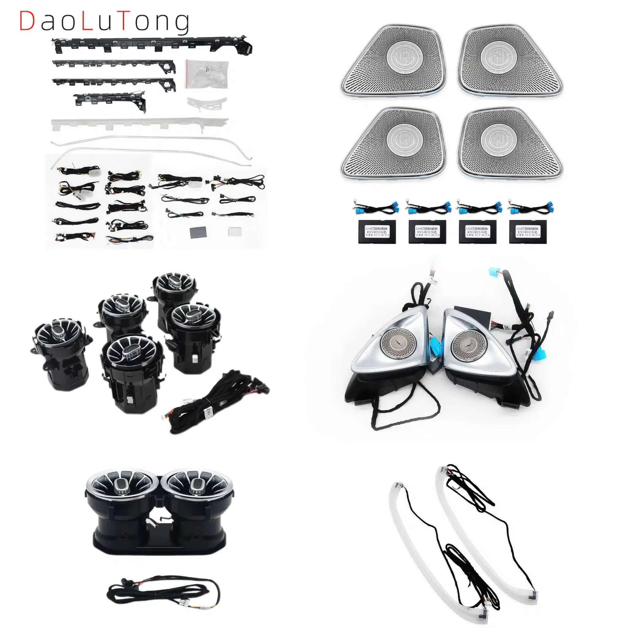 Air Outlet Rear Air Vents 64 Colors LED Ambient Light Car 4D Rotary Tweeter Speaker A-class W177 CLA W118