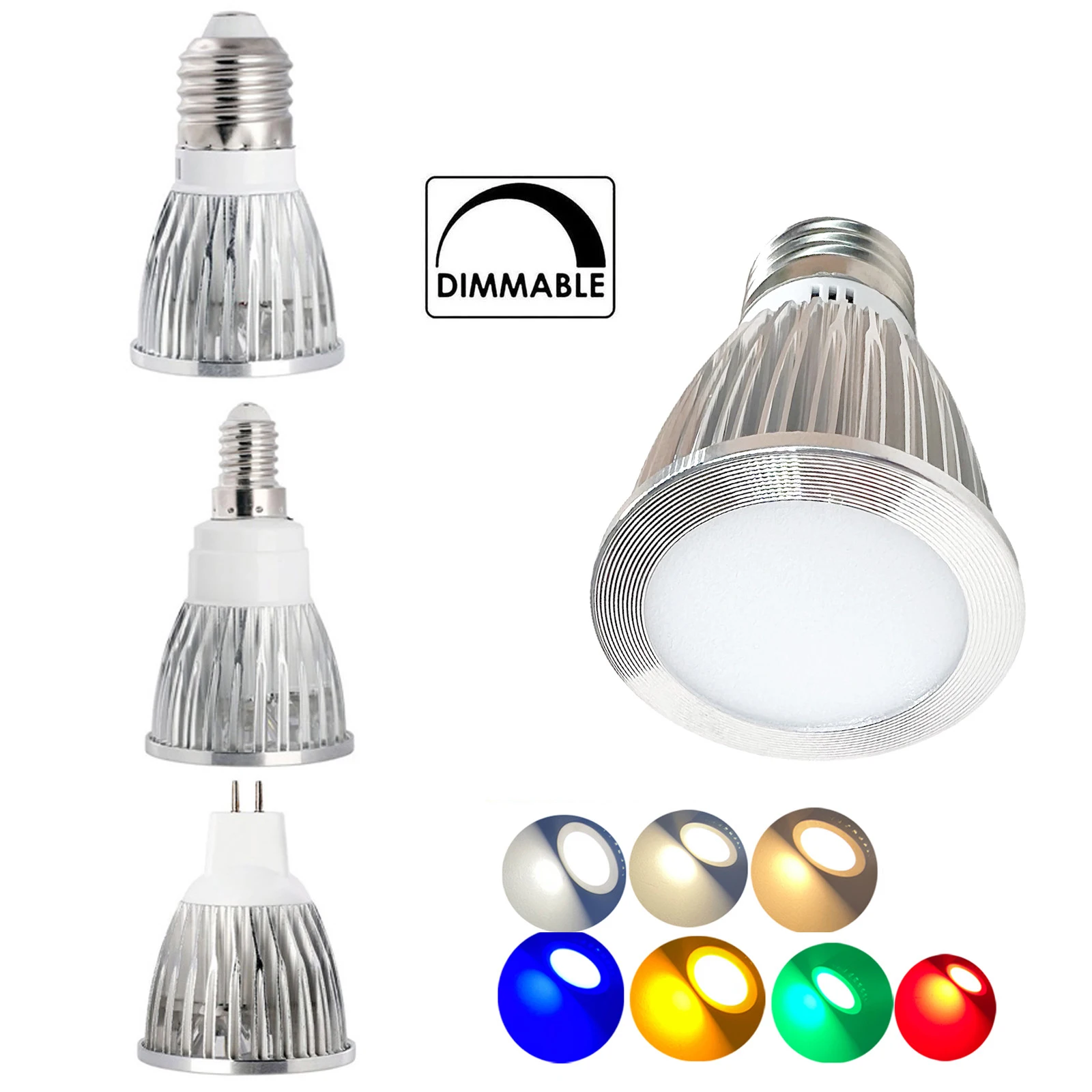 

Dimmable DC 12V 6W 9W 12W Hight Power Spotlight Bulbs GU10 MR16 GU5.3 E27 E14 E12 LED Downlight 45° Beam Angle for Home Lighting