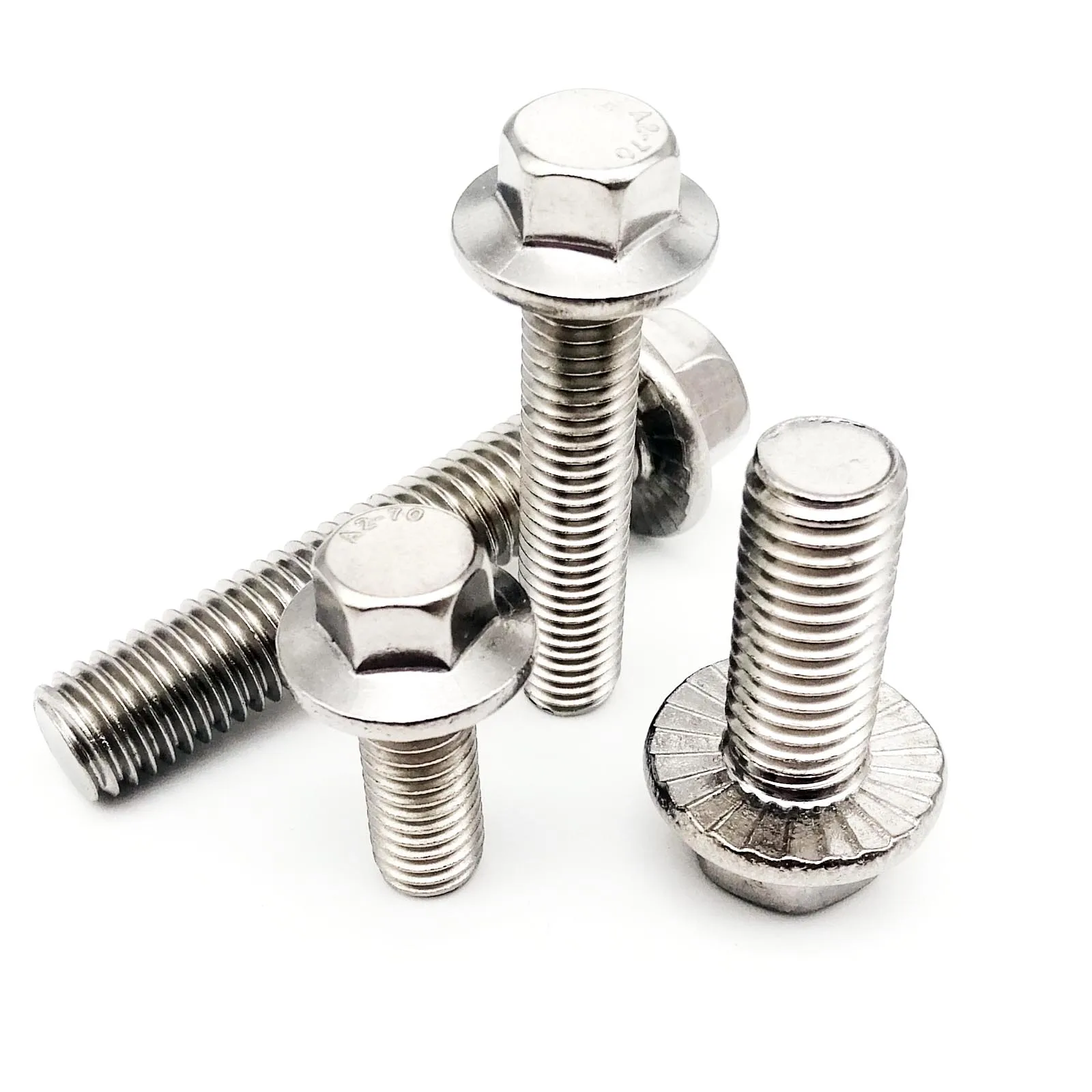 5/10pcs Flange Head Bolt Hexagon Hex Head with Serrated Washer Cap Screw M5 M6 M8 A2-70 304 Stainless Steel GB5787