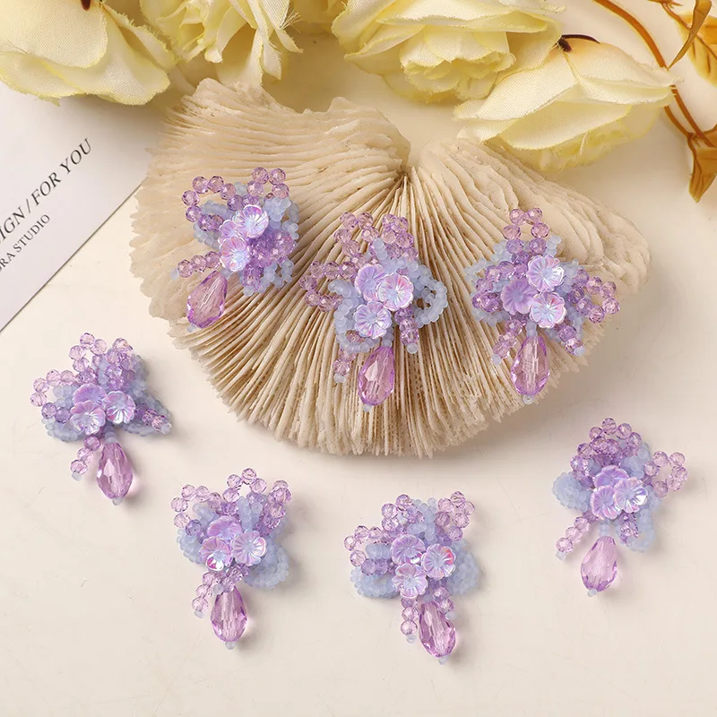 Shoe Charms Crystal Seed Bead Water Drop Blossom Cluster 1 Piece Sheer DIY for Sandals Clogs Jelly Slippers Summer Resort