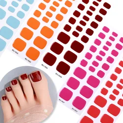 26 Tips Toe Nail Wraps Pure Color Full Cover Semi Cured Nails Sticker Nail Art Gel Polish Manicure DIY Foot Nails Deco Women