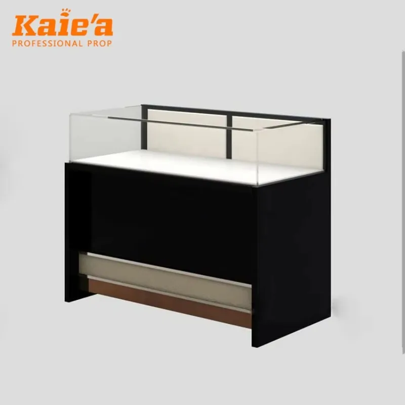 Factory Jewelry Display Showcase Kiosk Counter Design for Retails Store Luxury Gold Glass Jewelry Shop Showroom Showcase