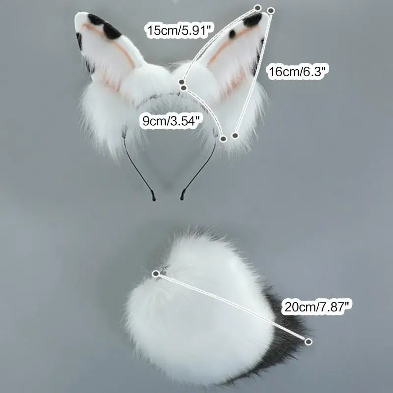 49MF for Cat Ears Headband and Rabbit Tail for Halloween Cosplay Party Costume Accessories for Cat Ears Tail Set for Kids