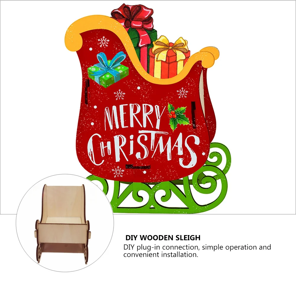 

1Set Christmas Wooden Unfinished Sleigh Ornament DIY Desktop Decoration High-Quality Eco-Friendly Synthetic Wood Smooth Lines