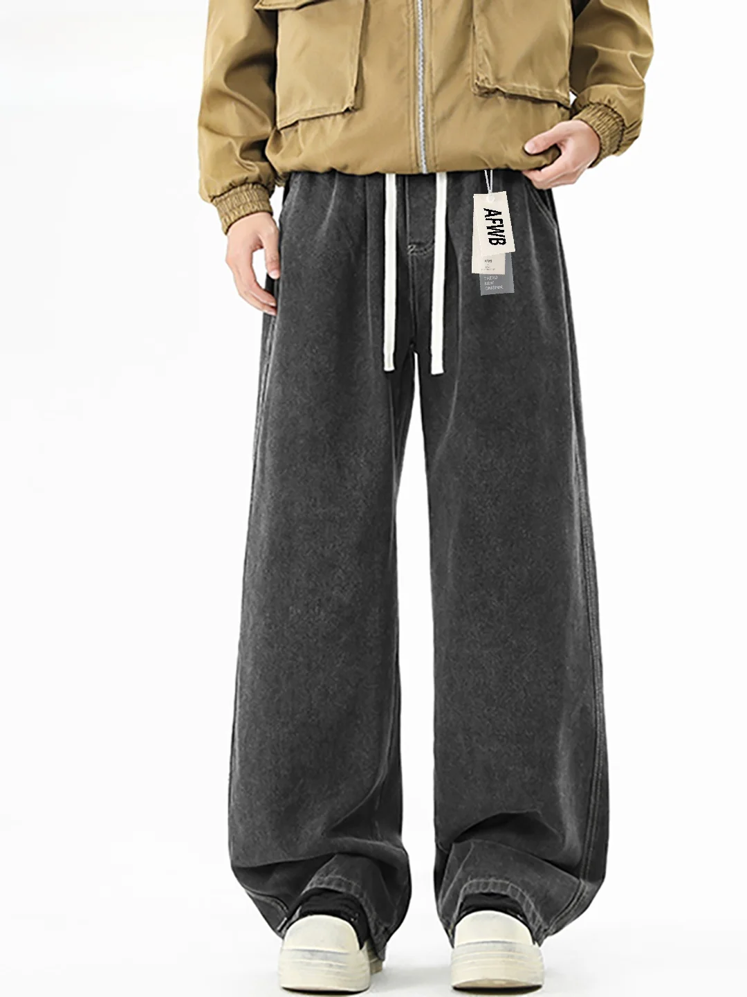 

WB Американские широкие джинсы, мужские свободные прямые джинсы, весна-осень, винтажные модные элитные мужские повседневные хлопковые джинсы