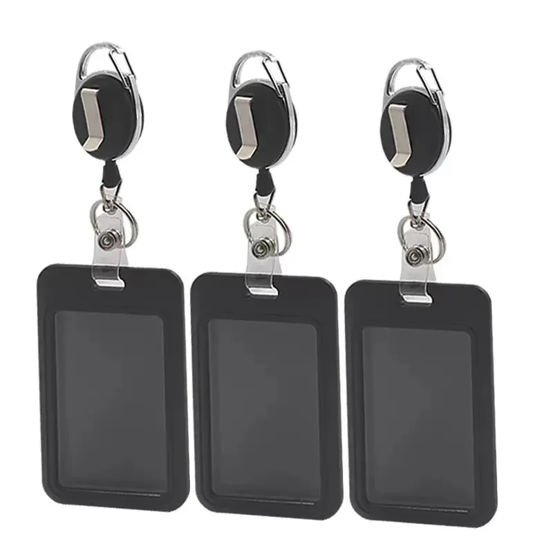 Juego de Tarjetas de Permiso de Trabajo - Juego de Tarjetas de Identificación con Cordón Retráctil para Colgar del Cuello - Juego de Etiquetas de Pecho para Control de Acceso con Carcasa Protectora Rígida