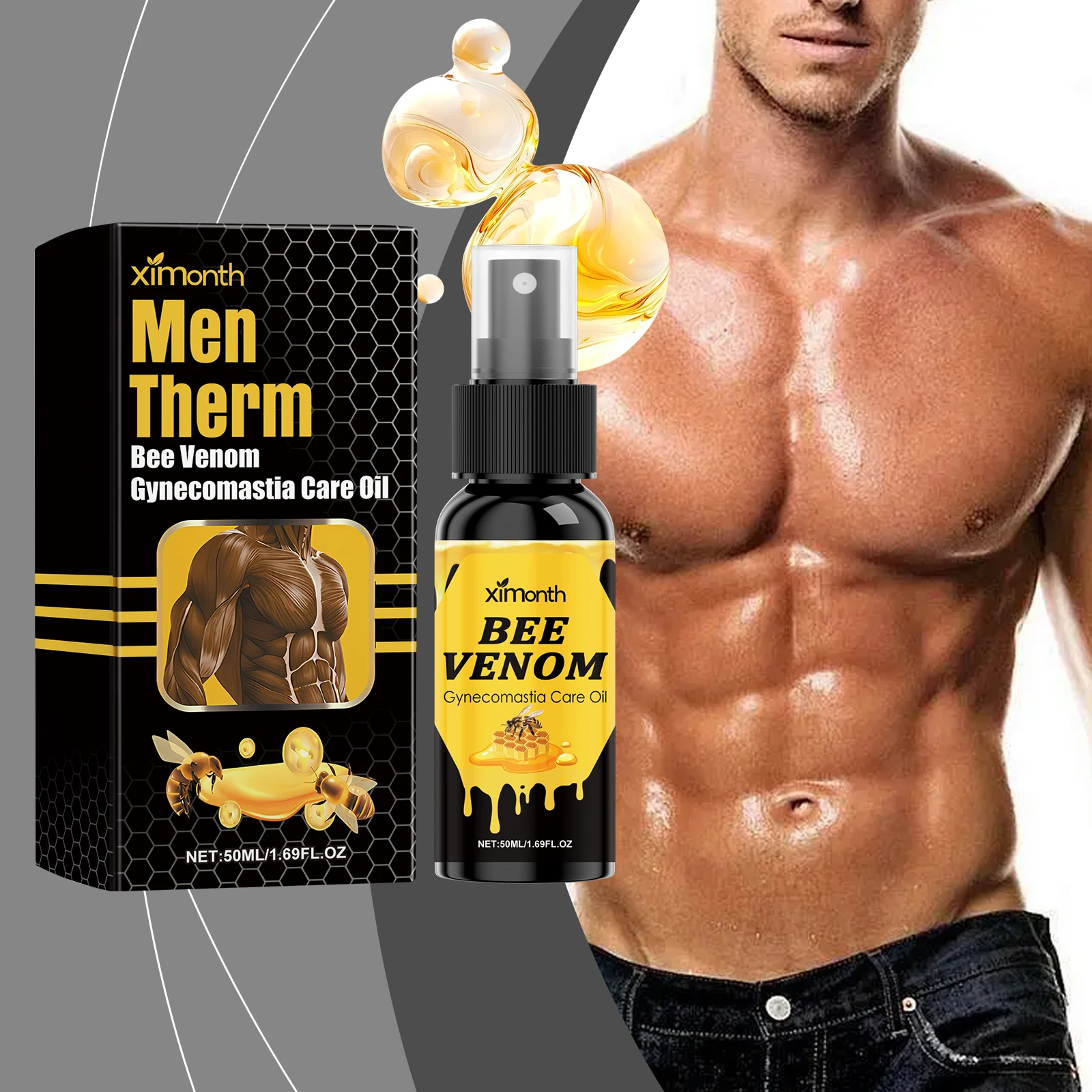 Men's Chest Care Oil for Firming Contours Chest Firming Massage Serum Chest Firming Oil