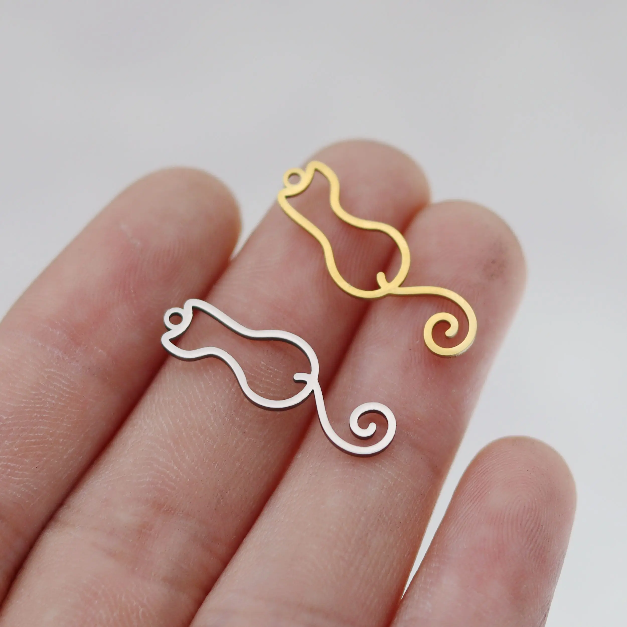 3pcs/Lot No Fade Cat Pendant Stainless Steel DIY Cute Kitten Charms Fit Jewelry Making Earrings for Women Girl Bracelet Supplies view 6