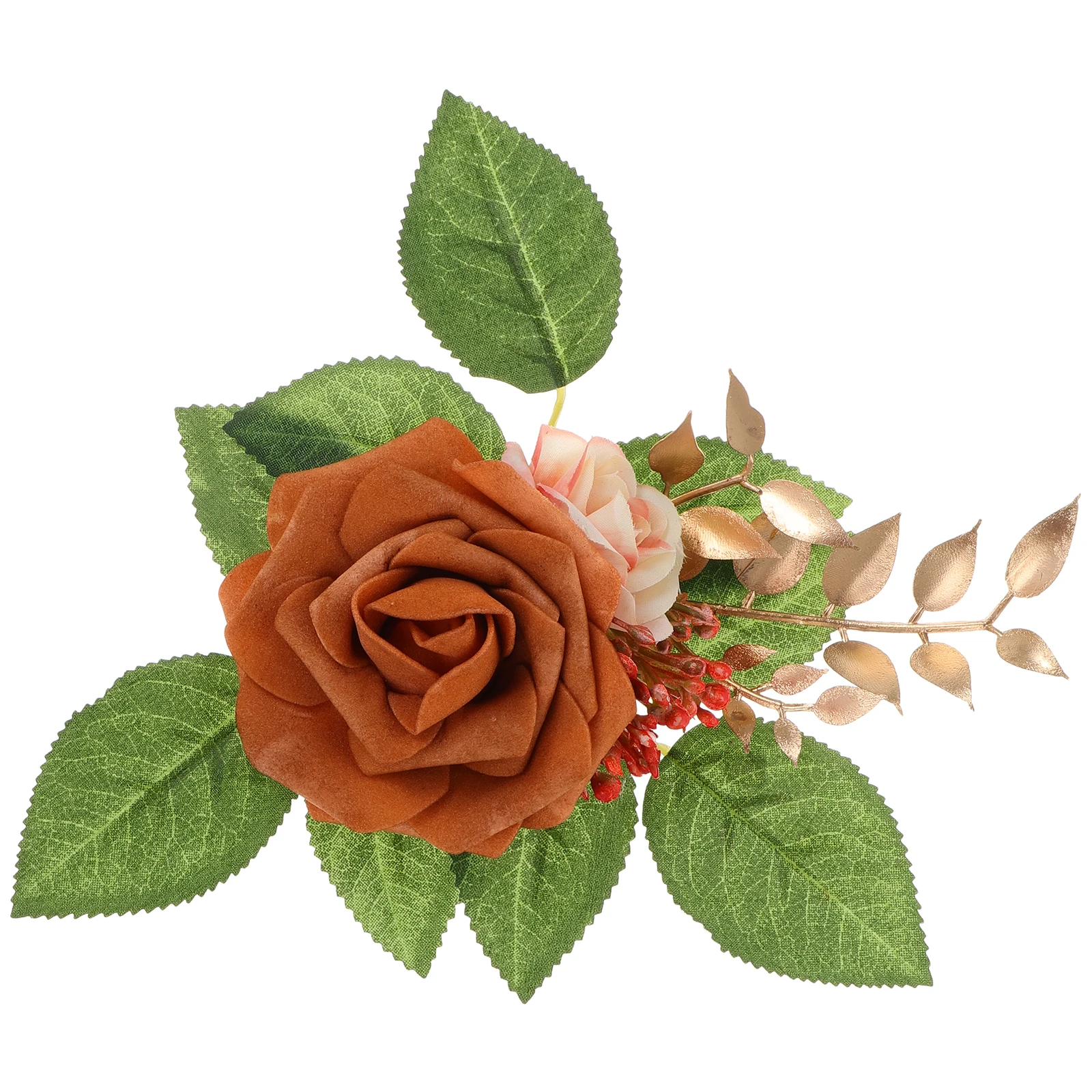 

Simulation Rose Decoration Artificial Flowers for Wedding Cake Fall Bridal Bouquet Orange Fake Silk Flower Touch Long