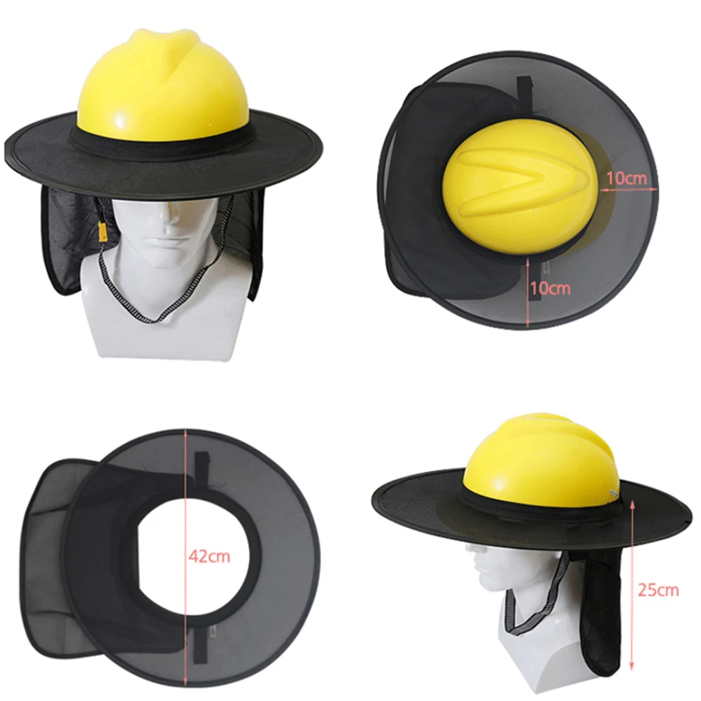 Sun Visor ตาข่ายคอ Shade COVER Anti UV หมวกความปลอดภัย Hard Brim Full Brim SHIELD Breathable Nape Protector เส้นผ่านศูนย์กลางขนาดใหญ่พับได้