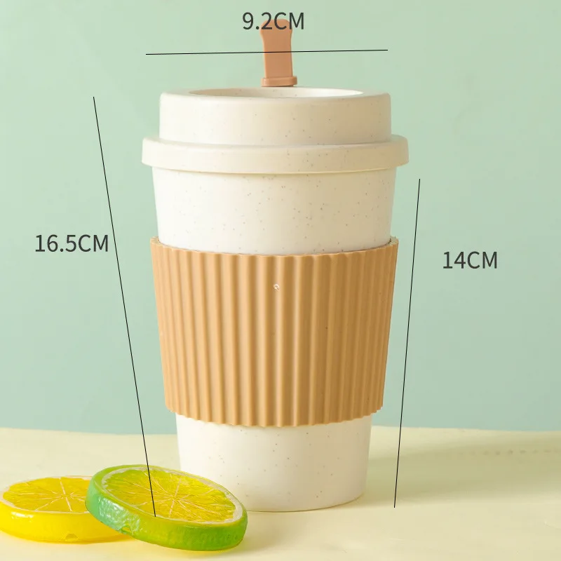 Taza de café creativa de 450ml, taza de paja de trigo para Cola y té de la leche, taza de oficina (caqui), superventas, 1 ud.