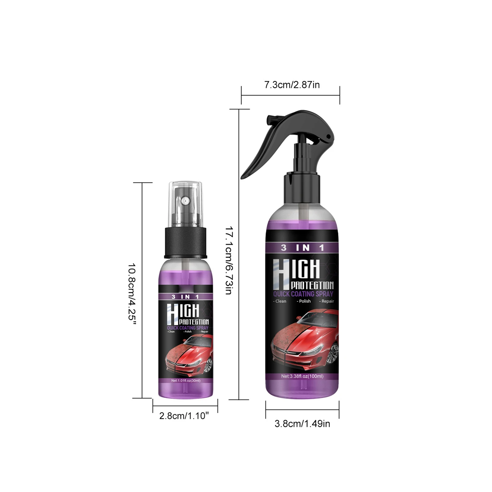 Ceramic Quick Coating Spray for Cars Restore Bright Color Wax Agent Spray Effective on External Solid Surfaces