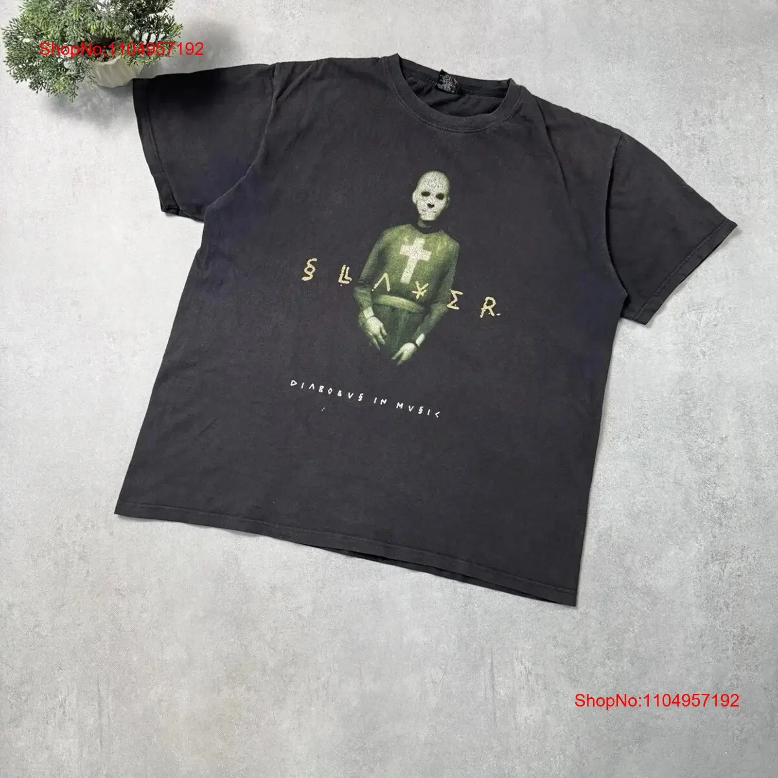 Camiseta Vintage Slayer Diabolus In Musica Thrash Metal talla XL negro vintage ropa de calle lavada gráfico informal versátil