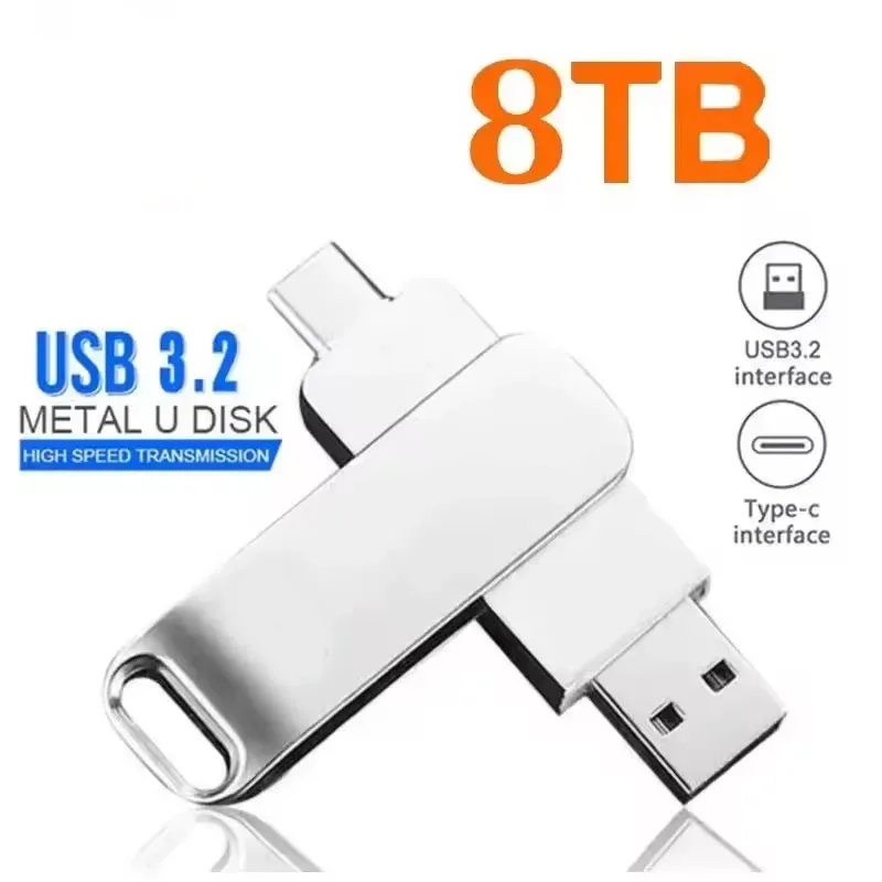 DIXSG Für Xiaomi 16 TB Flash-Laufwerke USB 3.2 U Disk 2 TB High-Speed-Metall-Pendrive Wasserdichter Typ-C-Memoria-USB-Stick USB-Laufwerke