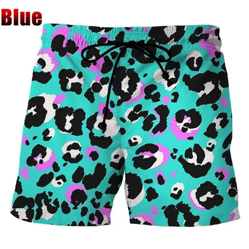 Klassieke Kleurrijke Luipaard Short Mannen Zomer Strand Korte Broek Hawaii Strand Zwembroek Zwembroek Zwembroek Vrouwen Kid Cool Ijs Shorts