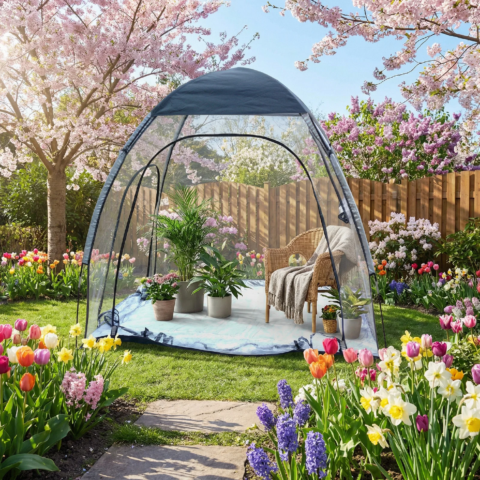 

Портативное зимнее укрытие для растений от мороза, прозрачное, для сада, легко перемещаемое, инструмент для защиты и ухода за растениями для садоводства