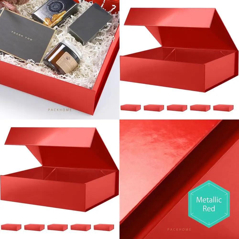 

Набор из 6 прочных коробок для рубашек с магнитными застежками, глянцевый красный, идеально подходит для подарков и хранения
