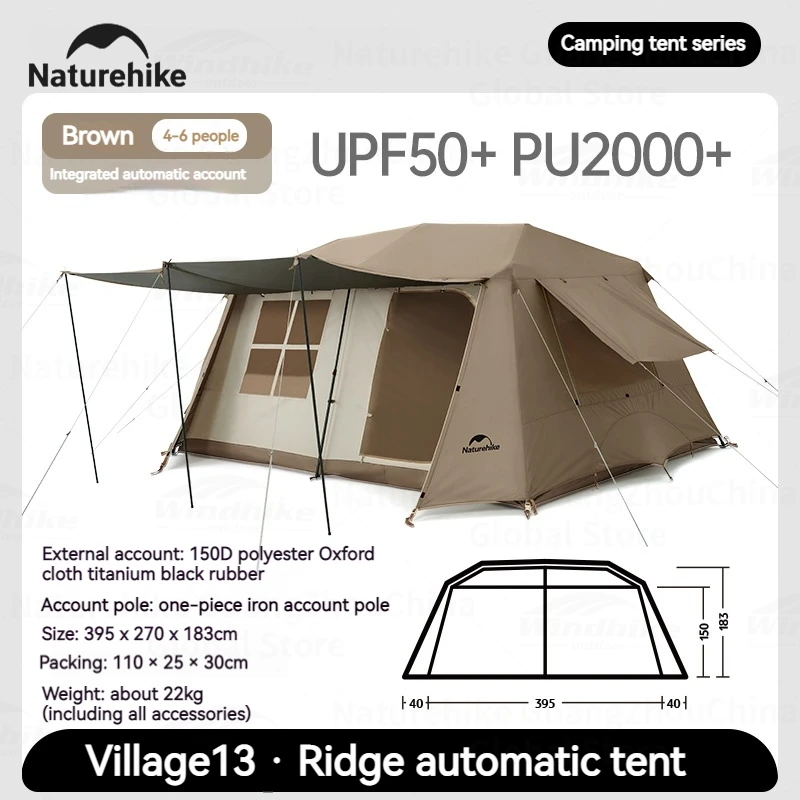 Naturehike Village 13㎡ Automatic Cabin Tent 3-4 Person