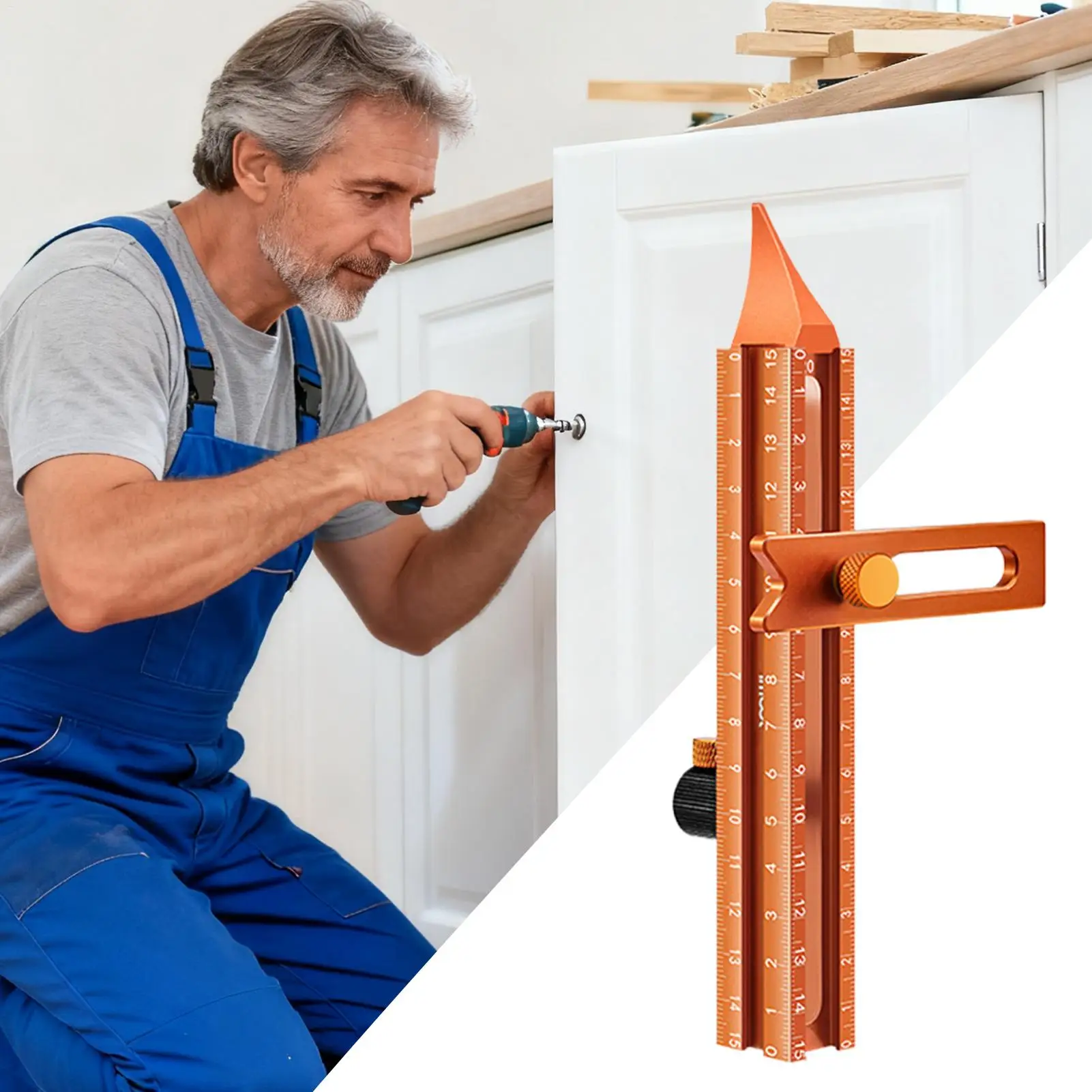 木工マーキングツール 4面磁気ベースゲージ 金属精密定規 大工用 建築用 マイター切断作業用